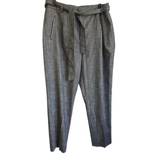 Reitmans Womens Grey Textured High Rise Tapered Belted Dress Pants Size 14